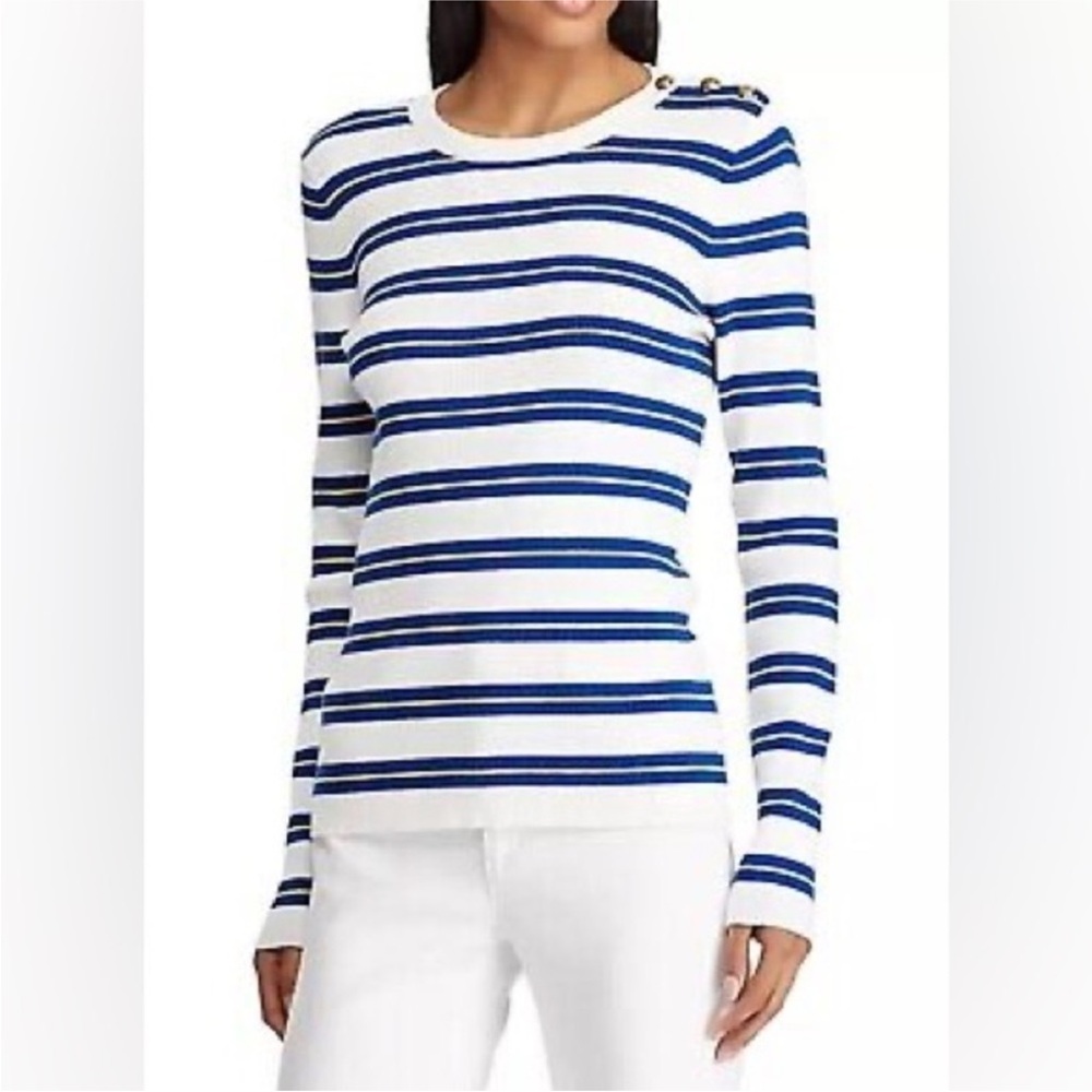 Lauren Ralph Lauren Striped Pullover Sweater Women’s Blue Nautical Old Money M